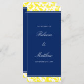 Damask Hochzeitsprogramm für Marineblau und Gelb-W Programm (Vorne/Hinten)