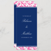 Damask Hochzeitsprogramm für Navy Blue and Pink Wi Programm (Vorne/Hinten)