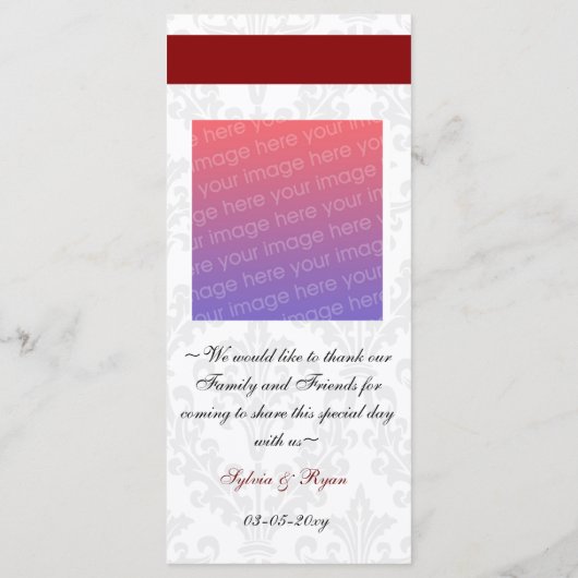 Damask Hochzeitsprogramm Programm (Rückseite)