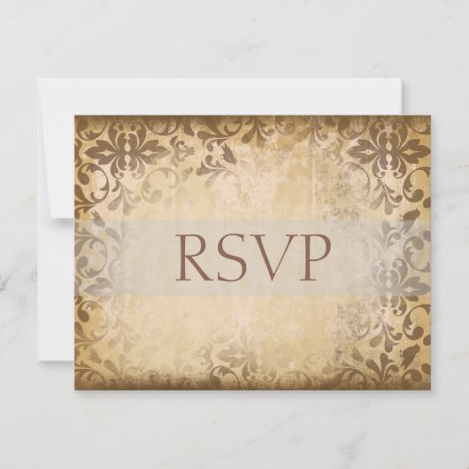 Damask Hochzeitungs-RSVP-Karten oder Antwortkarten RSVP Karte (Vorderseite)