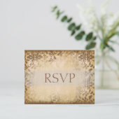 Damask Hochzeitungs-RSVP-Karten oder Antwortkarten RSVP Karte (Stehend Vorderseite)