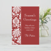 Damask Holiday Card Feiertagskarte (Stehend Vorderseite)