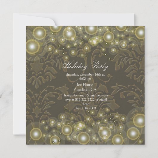 Damask Holiday Einladungen, Champagnerblasen Einladung (Rückseite)