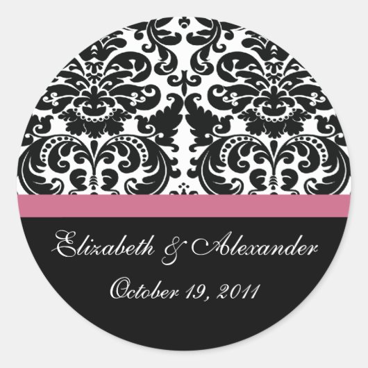 Damask Honeysuckle Pink Brautparty Sticker (Vorderseite)