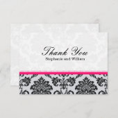 Damask Hot Pink Wedding Danke Card (Vorne/Hinten)