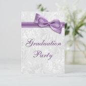 Damask & Imitate Bow Girls Graduation Party Einladung (Stehend Vorderseite)