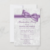 Damask & Imitate Bow Girls Graduation Party Einladung (Rückseite)