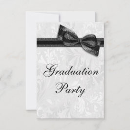 Damask & Imitate Bow Girls Graduation Party Einladung