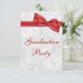 Damask & Imitate Bow Girls Graduation Party Einladung (Stehend Vorderseite)