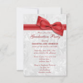 Damask & Imitate Bow Girls Graduation Party Einladung (Rückseite)