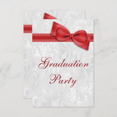 Damask & Imitate Bow Girls Graduation Party Einladung (Vorne/Hinten)