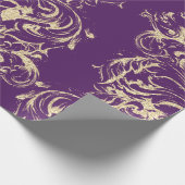 Damask Imitate Gold Royal Lila Antonietta Hütte Geschenkpapier (Ecke)