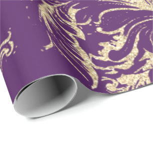 Damask Imitate Gold Royal Lila Antonietta Hütte Geschenkpapier