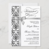Damask Imitate Silber Ribbon Probe Abendessen Einladung (Vorderseite)