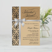 Damask Imitate Silver Ribbon Autumn Brautparty Einladung (Stehend Vorderseite)
