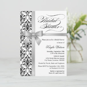 Damask Imitate Silver Ribbon Brautparty Einladung
