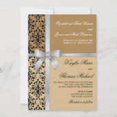 Damask Imitate Silver Ribbon Herbsthochzeit Einladung (Vorderseite)