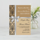 Damask Imitate Silver Ribbon Herbsthochzeit Einladung (Stehend Vorderseite)