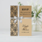 Damask Imitate Silver Ribbon Herbsthochzeit RSVP C Einladung (Stehend Vorderseite)