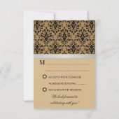 Damask Imitate Silver Ribbon Herbsthochzeit RSVP C Einladung (Rückseite)