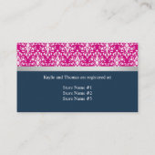 Damask Imitate Silver Ribbon Navy Blue Fuchsia Begleitkarte (Rückseite)