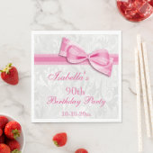Damask & Imitats Bow Girls 90. Geburtstag Serviette (Beispiel)