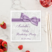 Damask & Imitats Bow Girls 90. Geburtstag Serviette (Beispiel)