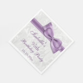 Damask & Imitats Bow Girls 95. Geburtstag Serviette (Ecke)