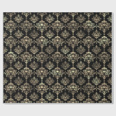 Damask Imitats Champaigne Black Metallic Royal Flo Geschenkpapier (Flach)