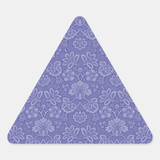 Damask in Blau Dreieckiger Aufkleber (Vorderseite)