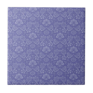 Damask in Blau Fliese