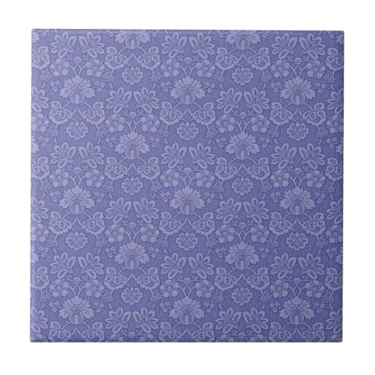 Damask in Blau Fliese (Vorderseite)