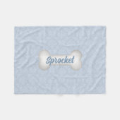 Damask in Blau mit Hundebone Fleecedecke (Vorderseite (Horizontal))
