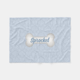 Damask in Blau mit Hundebone Fleecedecke