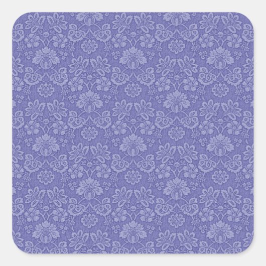 Damask in Blau Quadratischer Aufkleber (Vorderseite)
