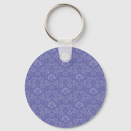 Damask in Blau Schlüsselanhänger (Vorderseite)