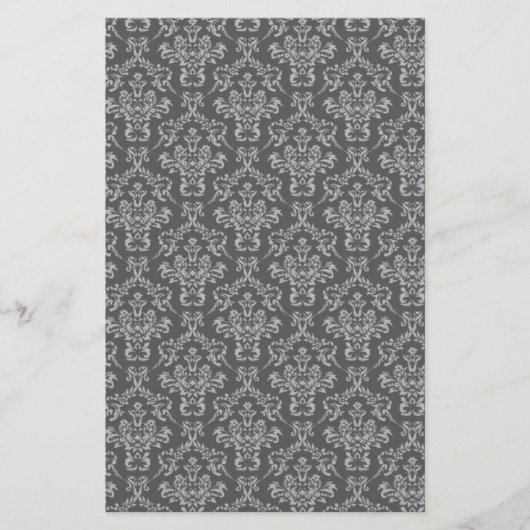Damask in Grau Briefpapier (Vorderseite)