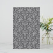 Damask in Grau Briefpapier (Stehend Vorderseite)
