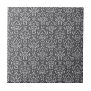 Damask in Grau Fliese