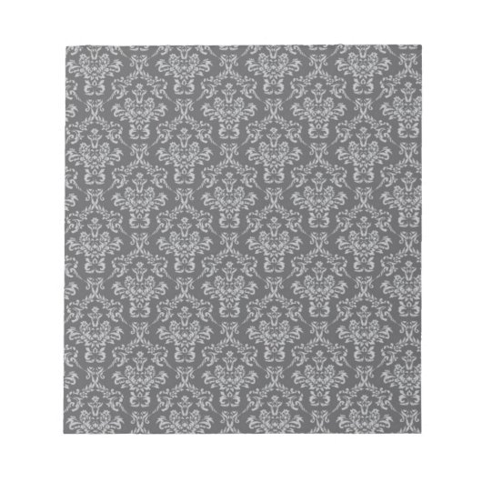 Damask in Grau Notizblock (Vorderseite)