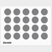 Damask in Grau Runder Aufkleber (Blatt)