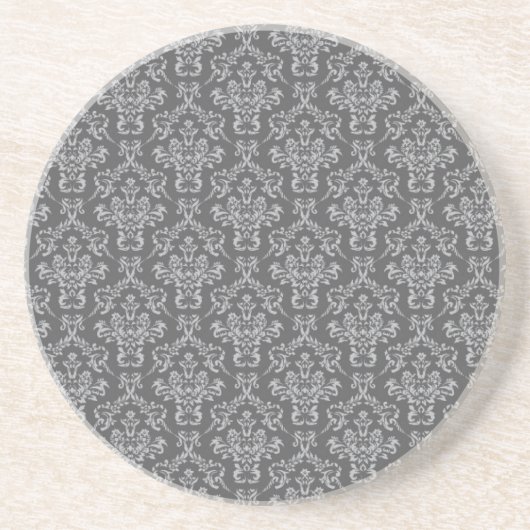 Damask in Grau Sandstein Untersetzer (Vorne)