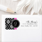 Damask Initial Pink Wedding Address Label (Insitu)