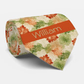 Damask Inspiriert Burnt Orange und Moss Green Krawatte (Gerollt)