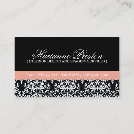 Damask Interior Designer Business Card Visitenkarte (Vorderseite)