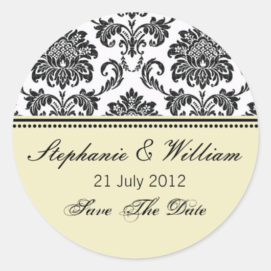 Damask Ivory Wedding Sticker (Vorderseite)