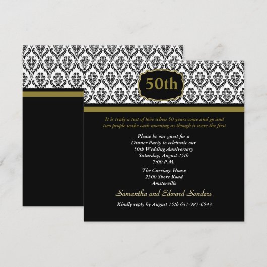 Damask - jede zeitliche Einladung (Vorne/Hinten)