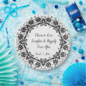 Damask jubelt Liebe-Lachen-Hochzeitsfeier  Pappteller (Party)