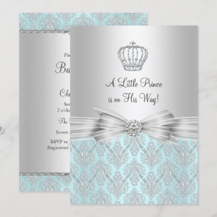 Damask Kleiner Prinz Baby Shower Einladung