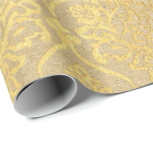 Damask Kraft Gold Natural Royal Antonietta Elegan Geschenkpapier